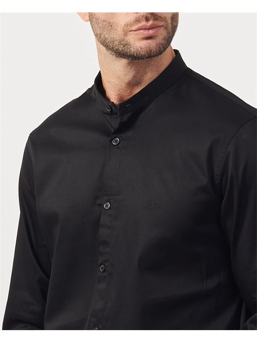 Armani Exchange black shirt with mandarin collar ARMANI EXCHANGE | XM000017-AF10192UC001